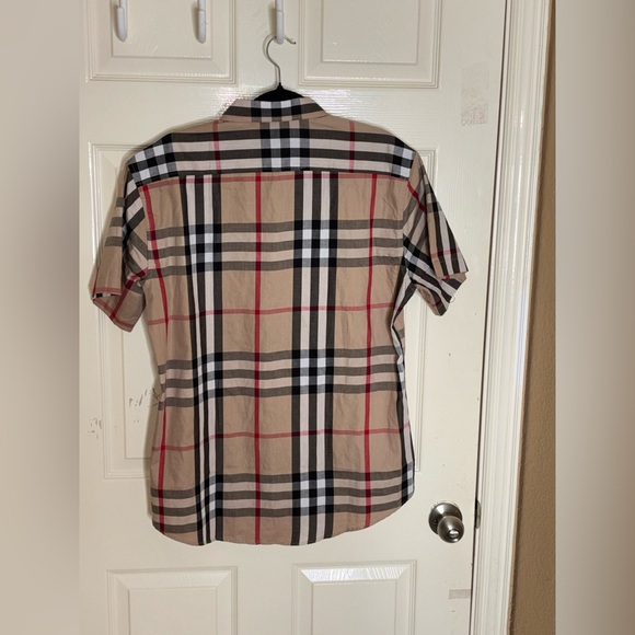 New Burberry Checked Shirt Men Beige XXL - Picture 8 of 12